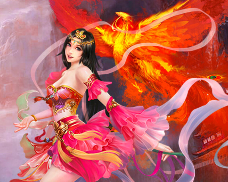 Woman with Phoenix — Pink