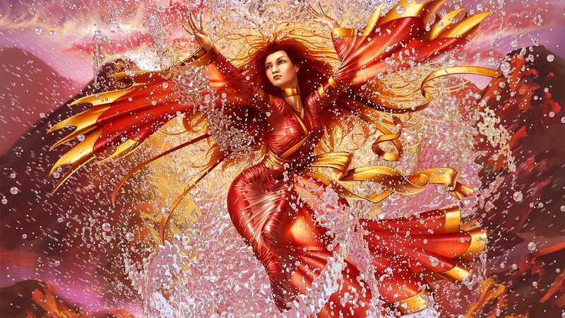 Woman with Phoenix Wings — Red