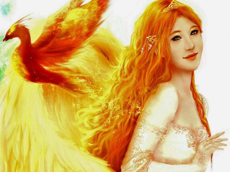 Woman with Phoenix Wings — Yellow