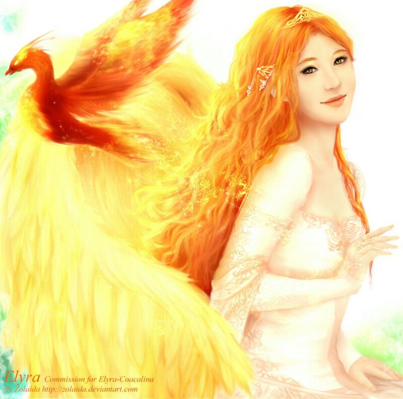 Woman with Phoenix — Yellow