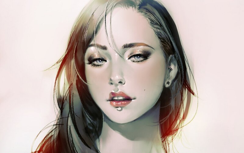 Woman with Piercings — White, Neutral