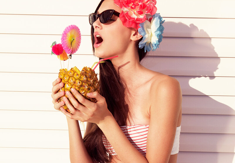Woman with Pineapple Drink