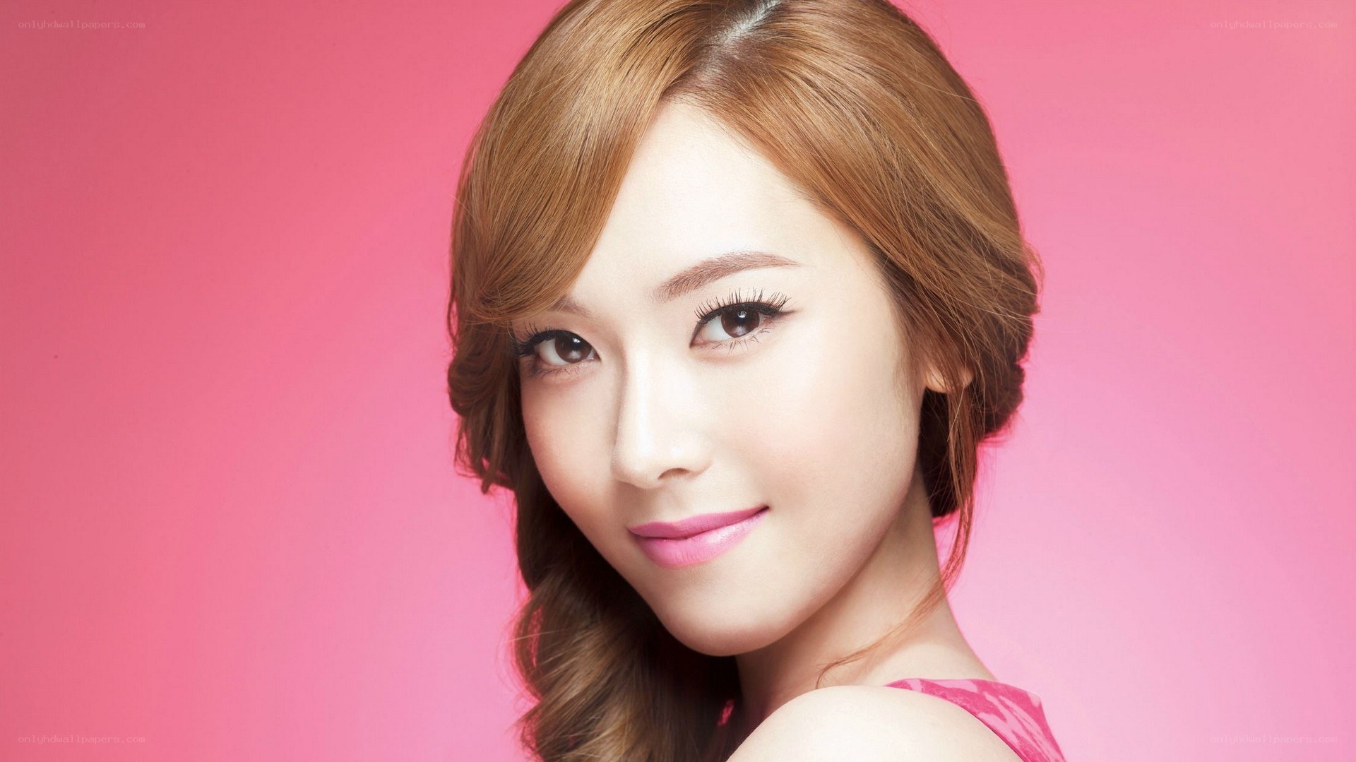 woman with pink background