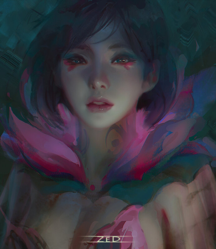 Woman with Pink Collar — Dramatic