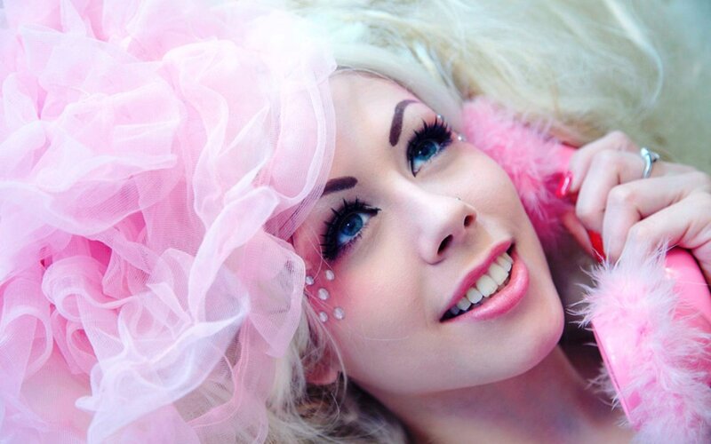 woman with pink costume