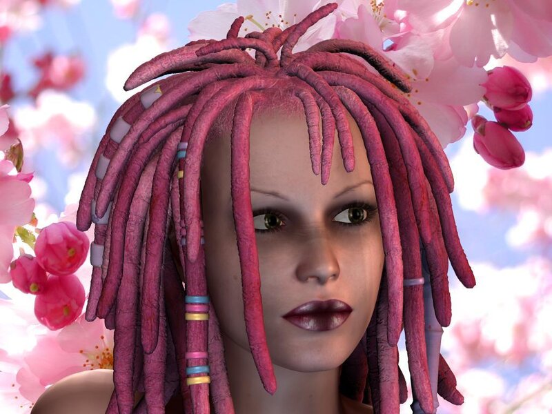Woman with Pink Dreadlocks