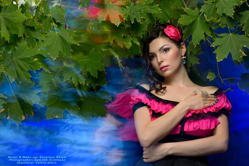 Woman with Pink Dress — Dramatic, Photograph