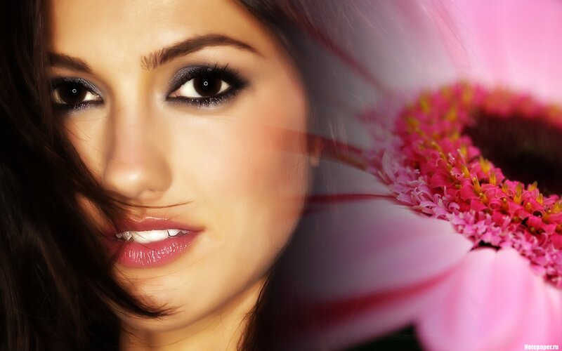 woman with pink flower