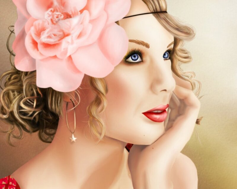 woman with pink flower