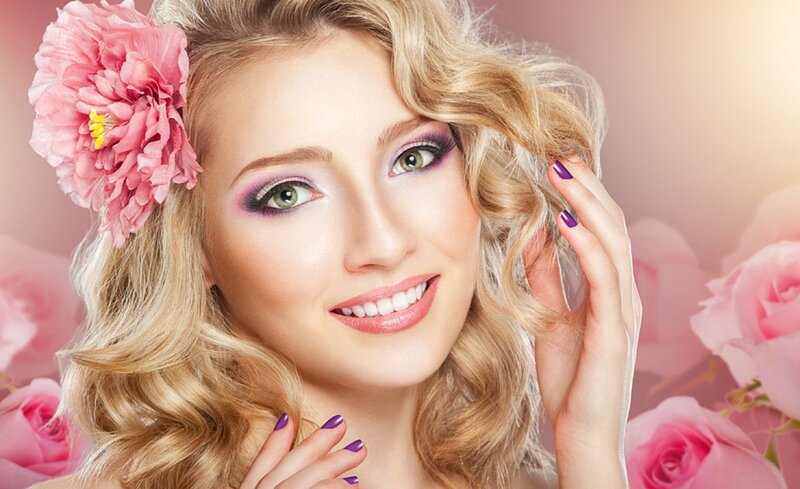 Woman with Pink Flower — Cheerful