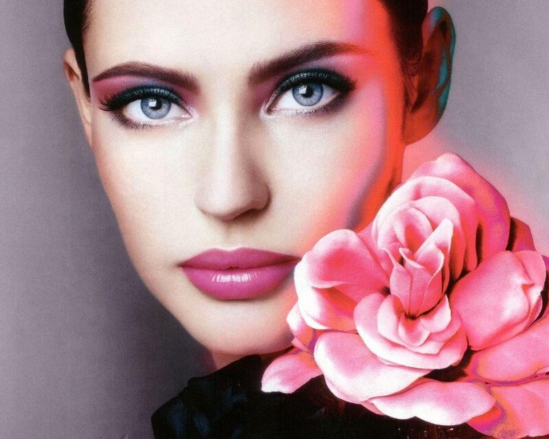 Woman with Pink Flower — Dramatic