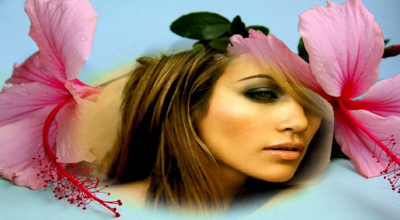 woman with pink flowers