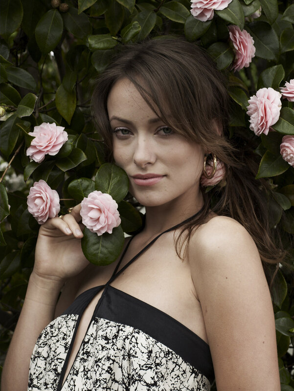 woman with pink flowers