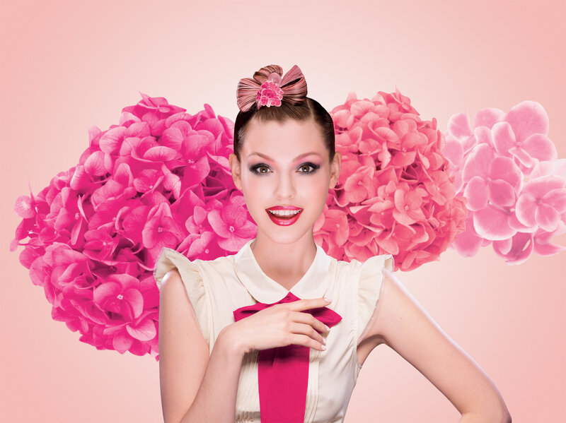 Woman with Pink Flowers — Playful