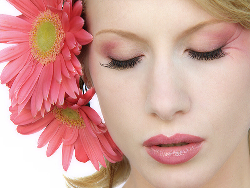 Woman with Pink Flowers — Serene