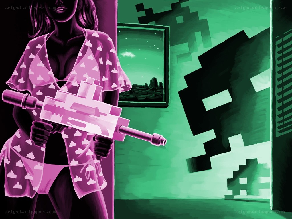 Woman with pink gun