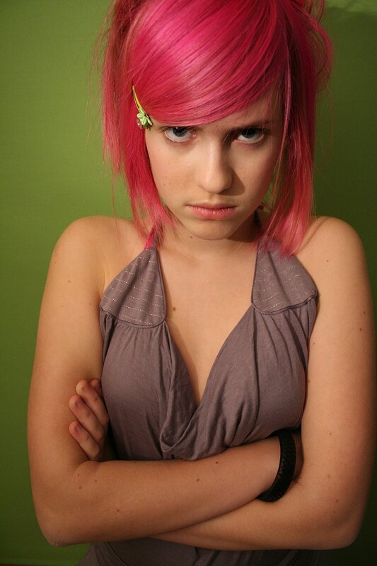 woman with pink hair