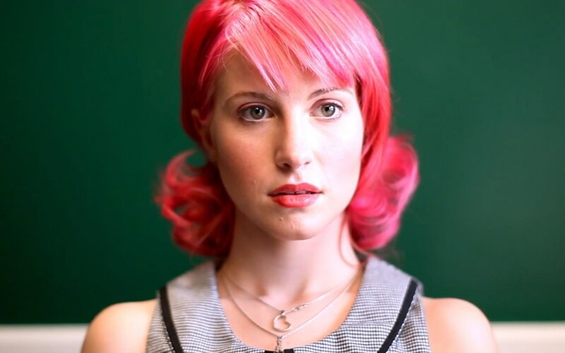 woman with pink hair