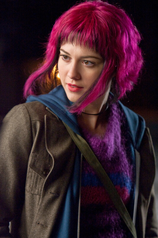 woman with pink hair