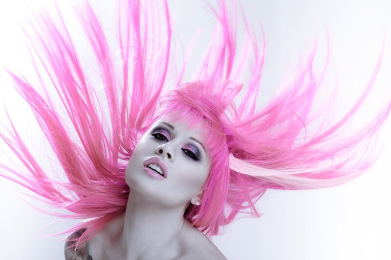 woman with pink hair
