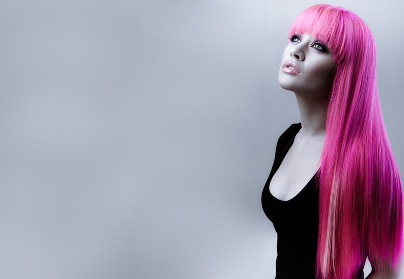 woman with pink hair