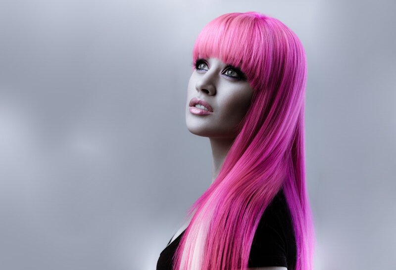 woman with pink hair