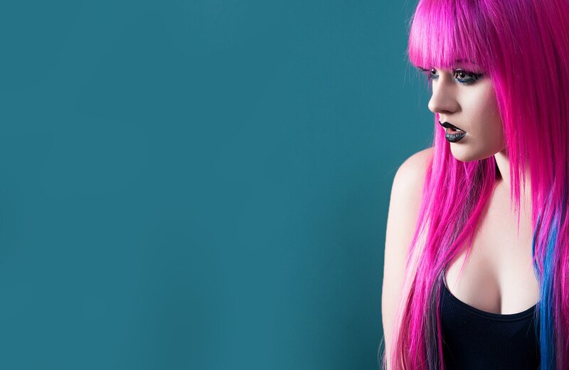woman with pink hair