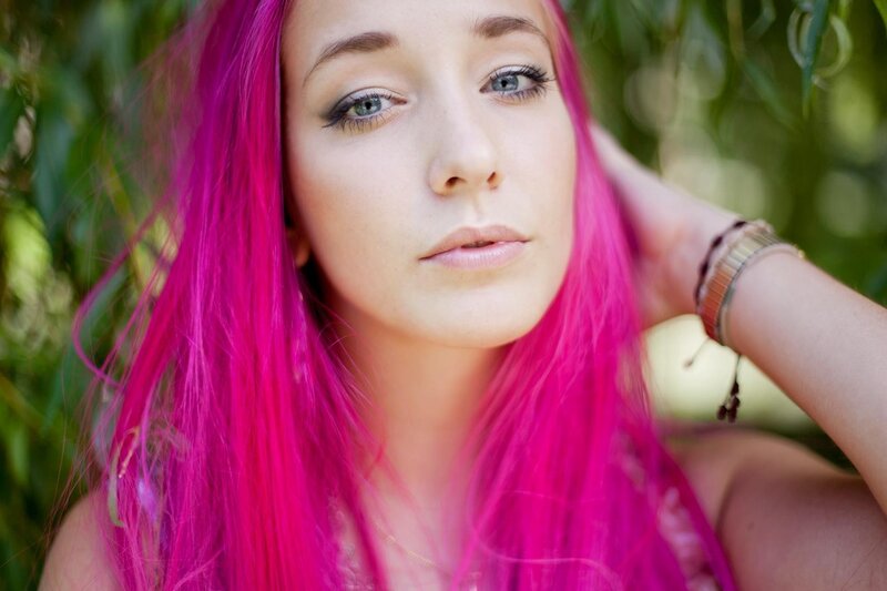 woman with pink hair