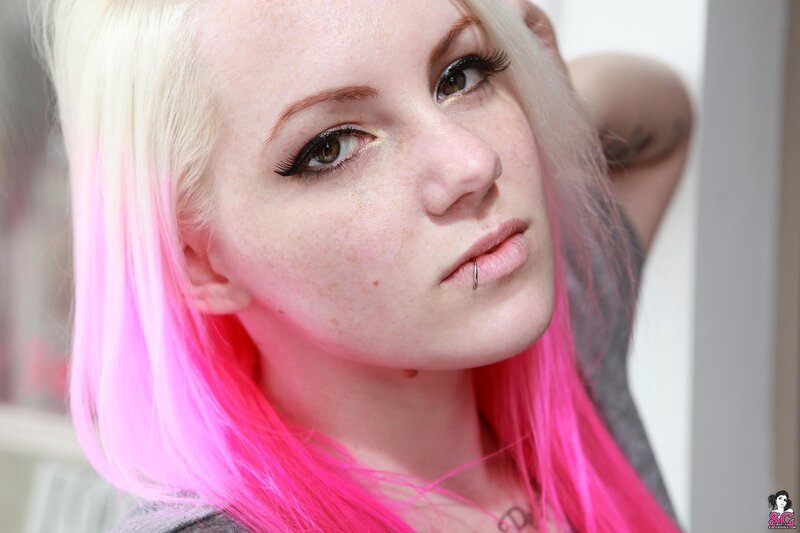 woman with pink hair