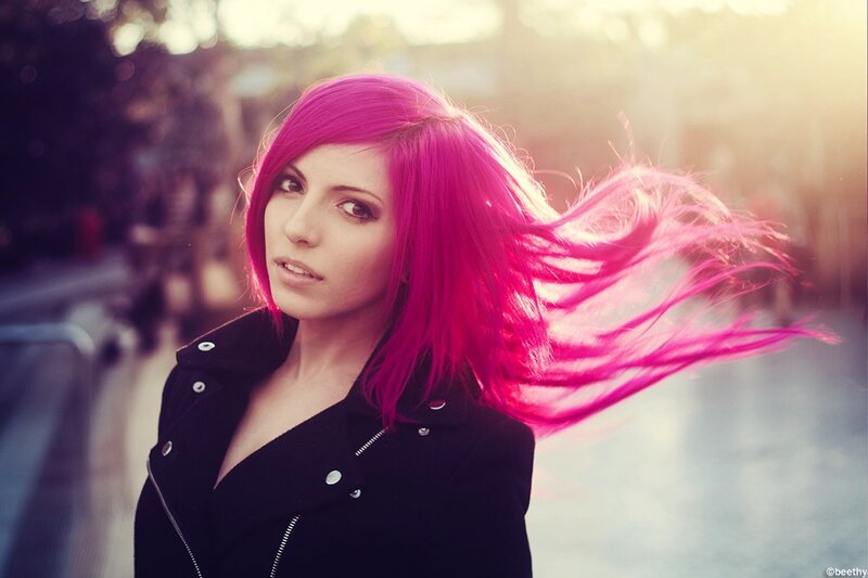 woman with pink hair