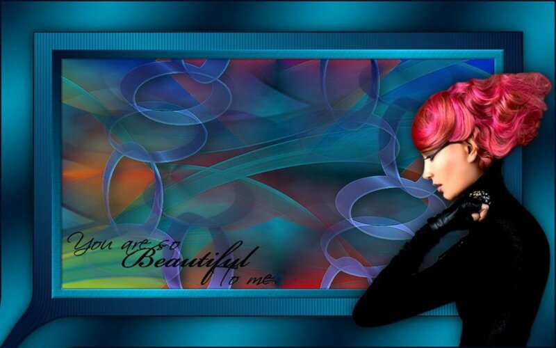 Woman with Pink Hair — Blue, Dramatic, Digital Art, Glasses