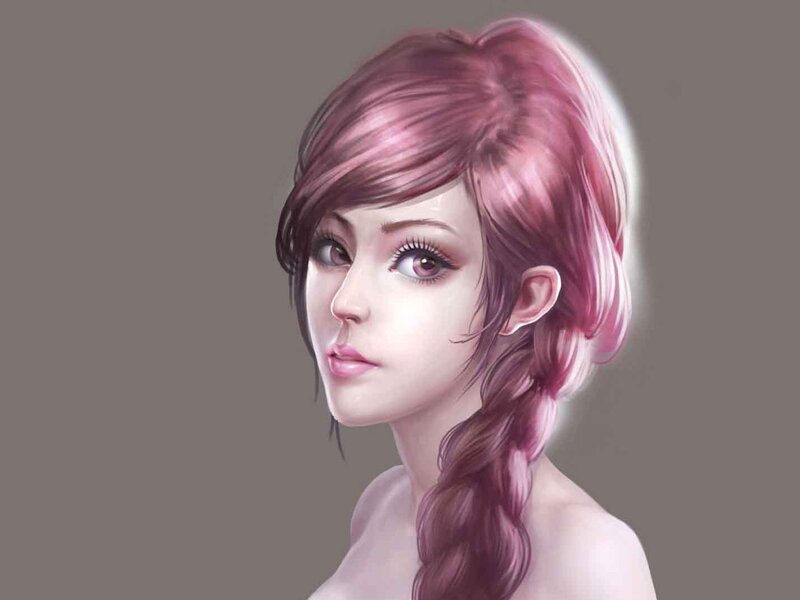 Woman with Pink Hair — Calm, Digital Art