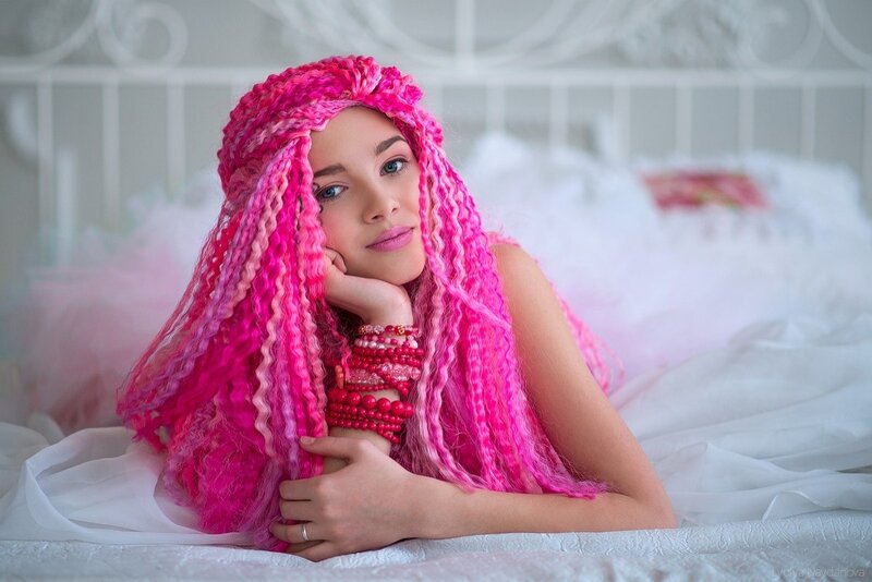 Woman with Pink Hair — Calm, Photograph