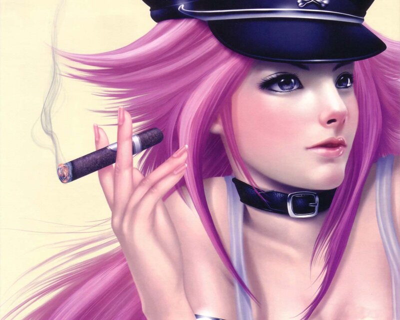 Woman with Pink Hair — Confident, Digital Art