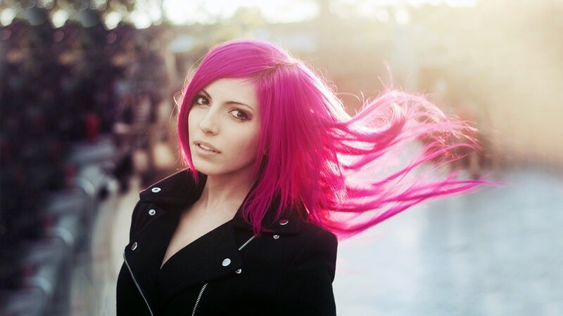 Woman with Pink Hair — Dramatic, Afternoon, Photograph