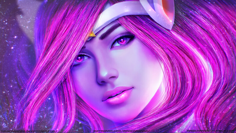 Woman with Pink Hair — Dramatic, Night, Digital Art, Headband