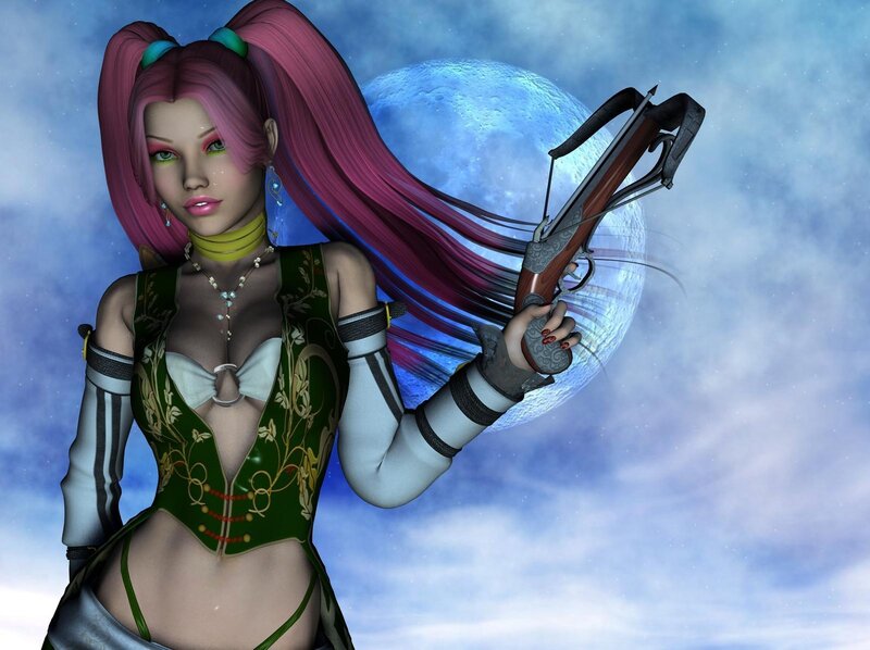 Woman with Pink Hair — Dramatic, Night