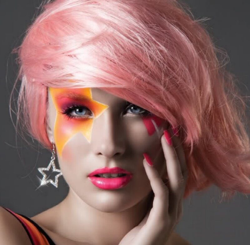 Woman with Pink Hair — Dramatic, Photograph, Star Makeup