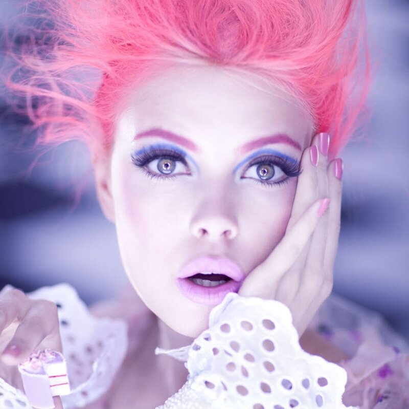 Woman with Pink Hair — Dreamy, Photograph, Makeup