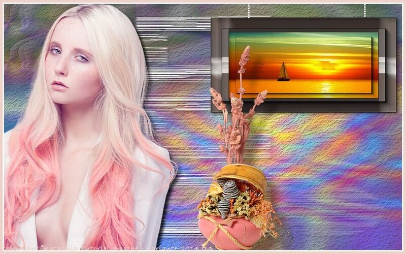 Woman with Pink Hair — Dreamy, Sunset, Digital Art