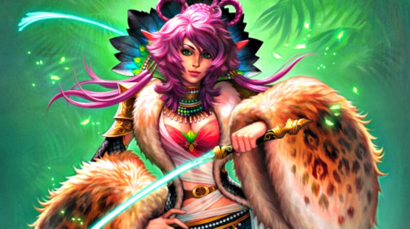 Woman with Pink Hair — Green, Dramatic