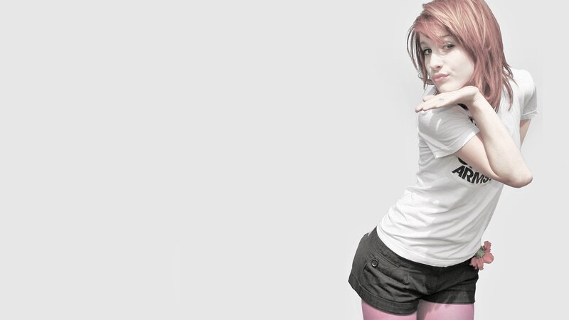 woman with pink hair posing