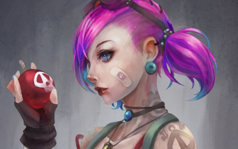 Woman with Pink Hair — Purple, Confident