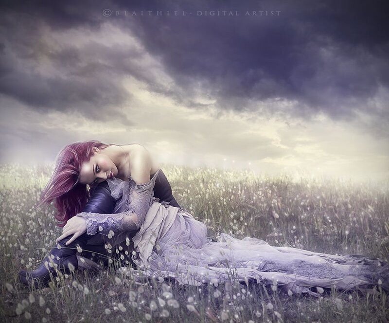 Woman with Pink Hair — Purple, Dramatic, Afternoon