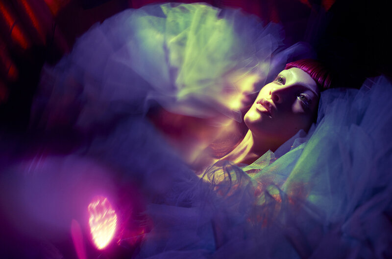 Woman with Pink Hair — Purple, Dreamy, Night