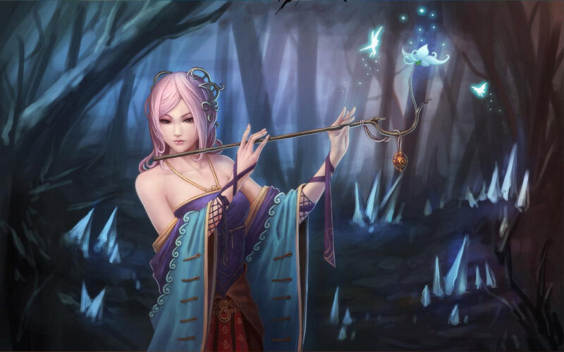 Woman with Pink Hair — Purple, Mystical