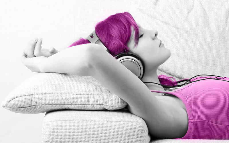 Woman with Pink Hair — Relaxed, Photograph