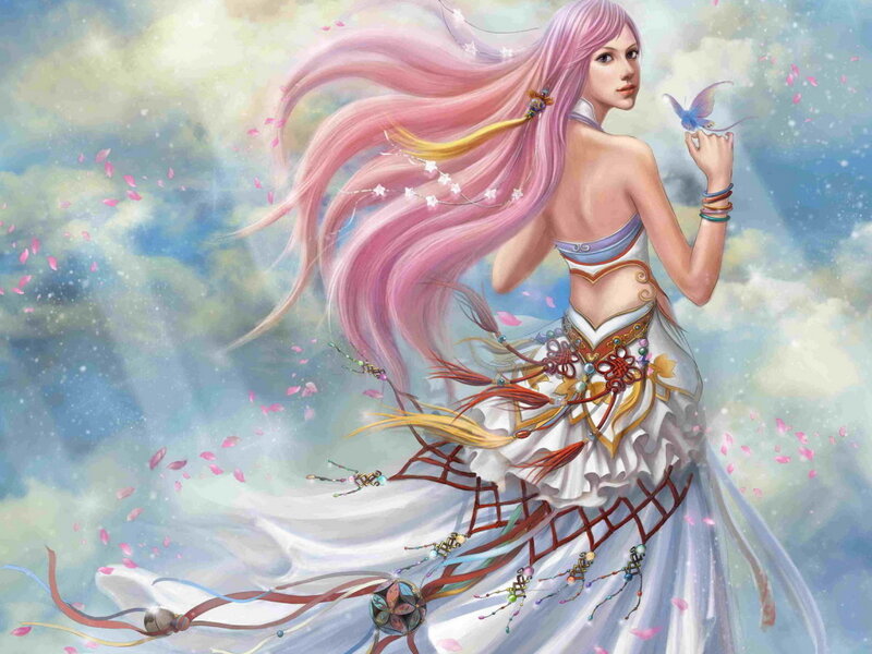 Woman with Pink Hair — Serene, Digital Art