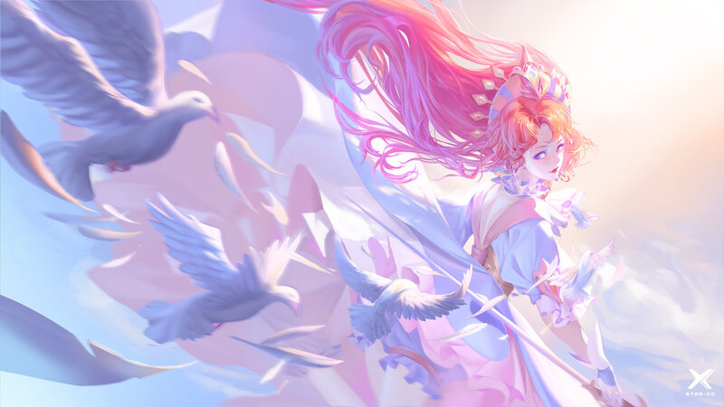Woman with Pink Hair — Serene, Sunrise