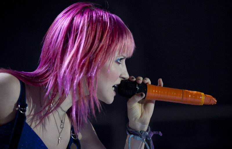 Woman with Pink Hair Singing